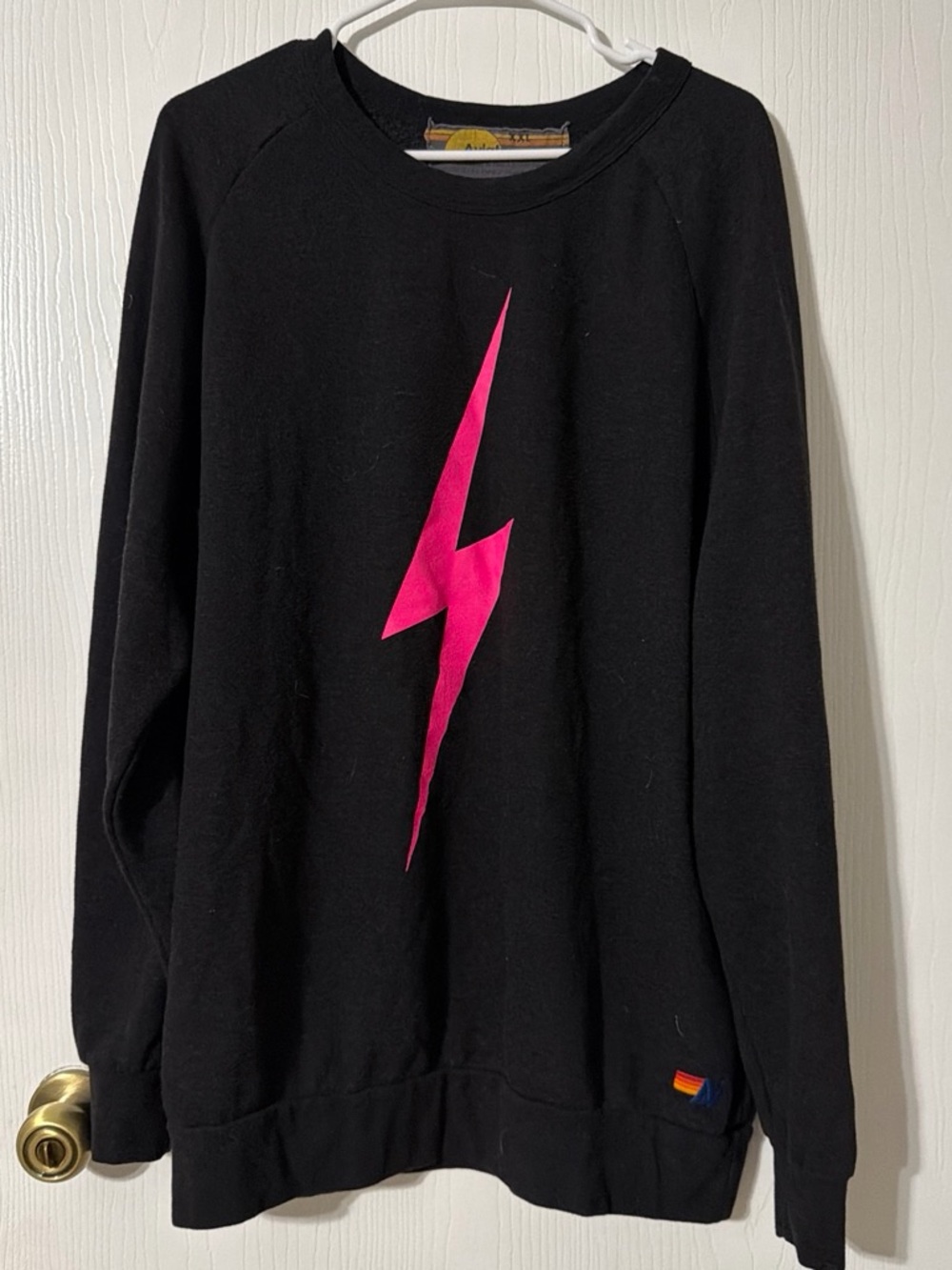 Aviator Nation -  Black Sweatshirt with Pink Lightning Bolt